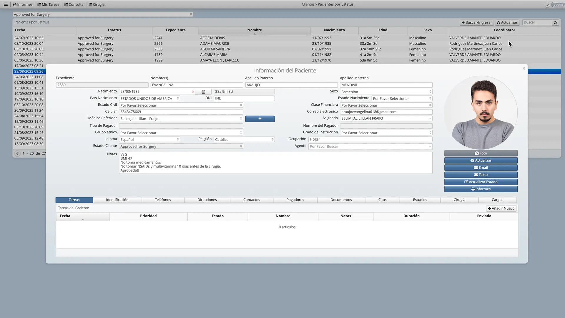 Pantalla del módulo CRM en HarmoniMD
