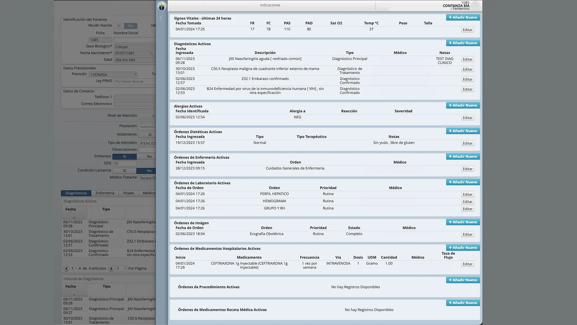 Pantalla del módulo Expediente Clínico Electrónico (ECE) en HarmoniMD